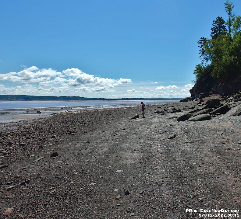 67015RoCrLe - Walking on the shale and slate on Blue Beach at low tide, Hantsport, NS